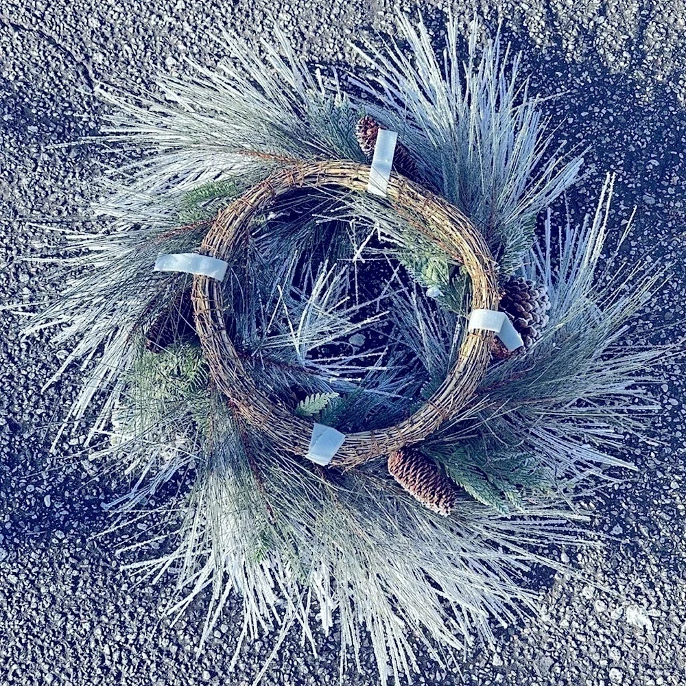 Large Frosted door wreath Christmas wreath farmhouse wreath pinecone & frost